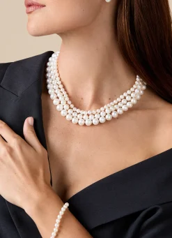 Diamond Point Witgouden Colliers|Parelkettingen<Witgouden parelketting Rivièra