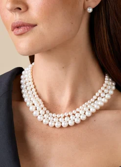 Diamond Point Witgouden Colliers|Parelkettingen<Witgouden parelketting Rivièra