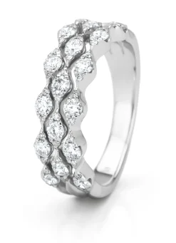 Diamond Point Witgouden Ringen|Diamanten Ringen<Witgouden ring, 0.75 ct diamant, Caviar