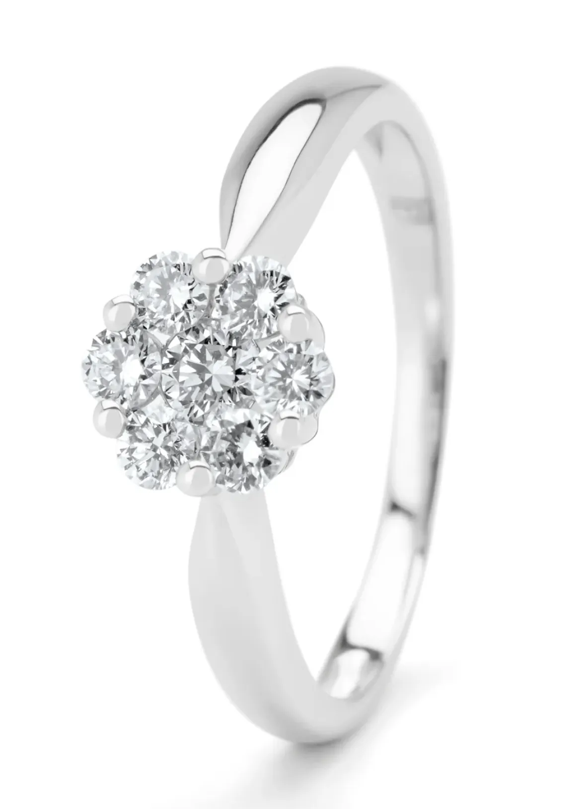Diamond Point Witgouden Ringen|Diamanten Ringen<Witgouden ring, 0.49 ct diamant, Caviar