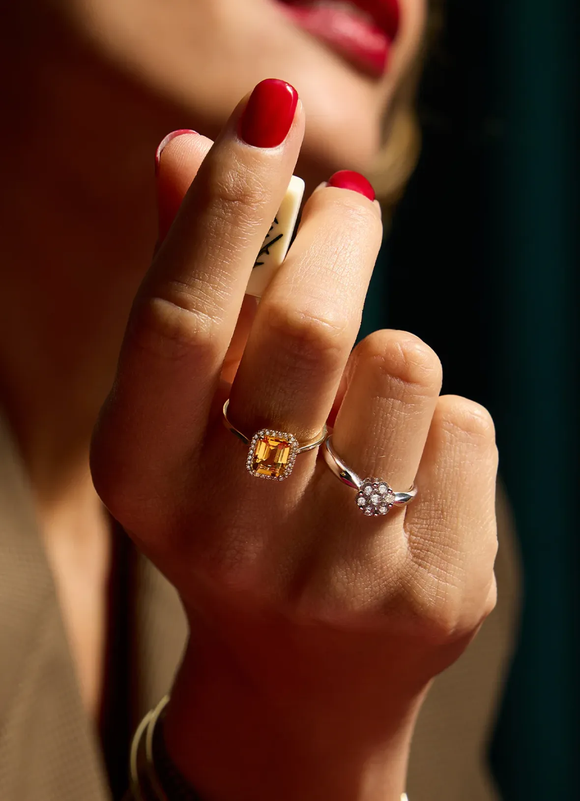 Diamond Point Witgouden Ringen|Diamanten Ringen<Witgouden ring, 0.49 ct diamant, Caviar