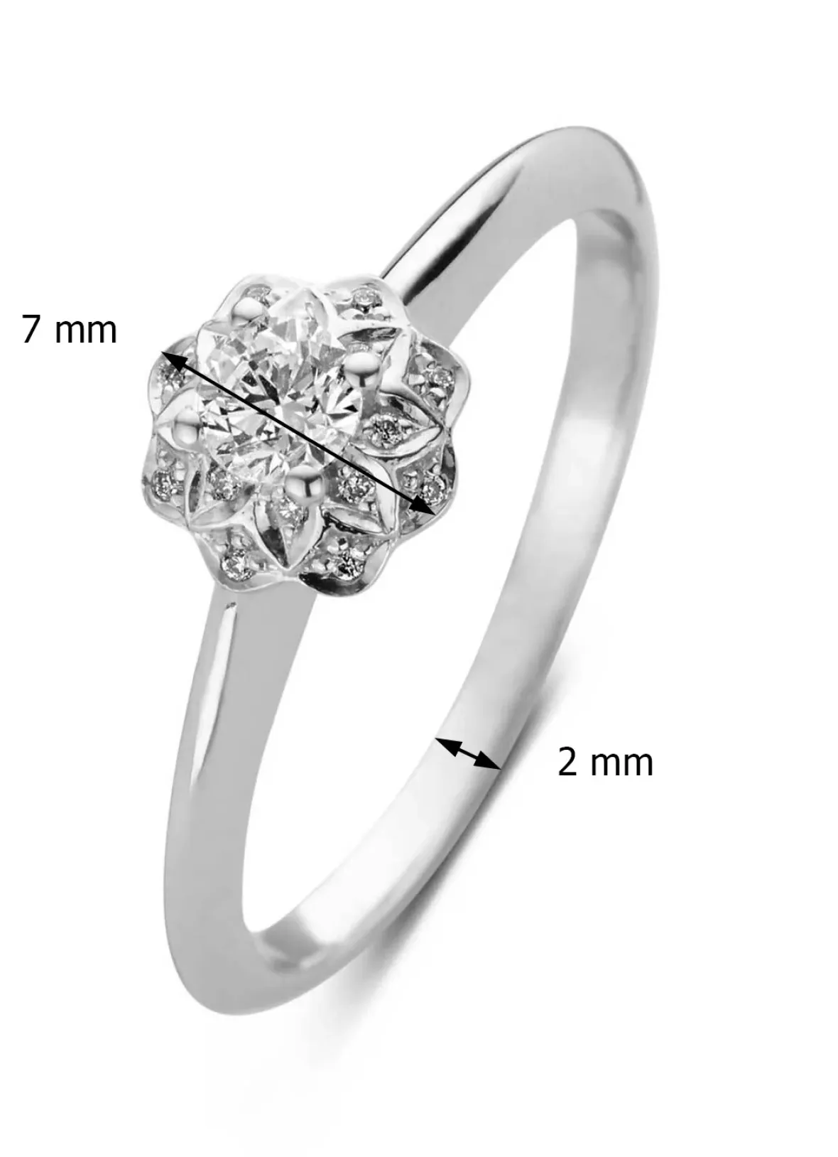 Diamond Point Witgouden Ringen|Diamanten Ringen<Witgouden ring, 0.19 ct diamant, Hearts & Arrows