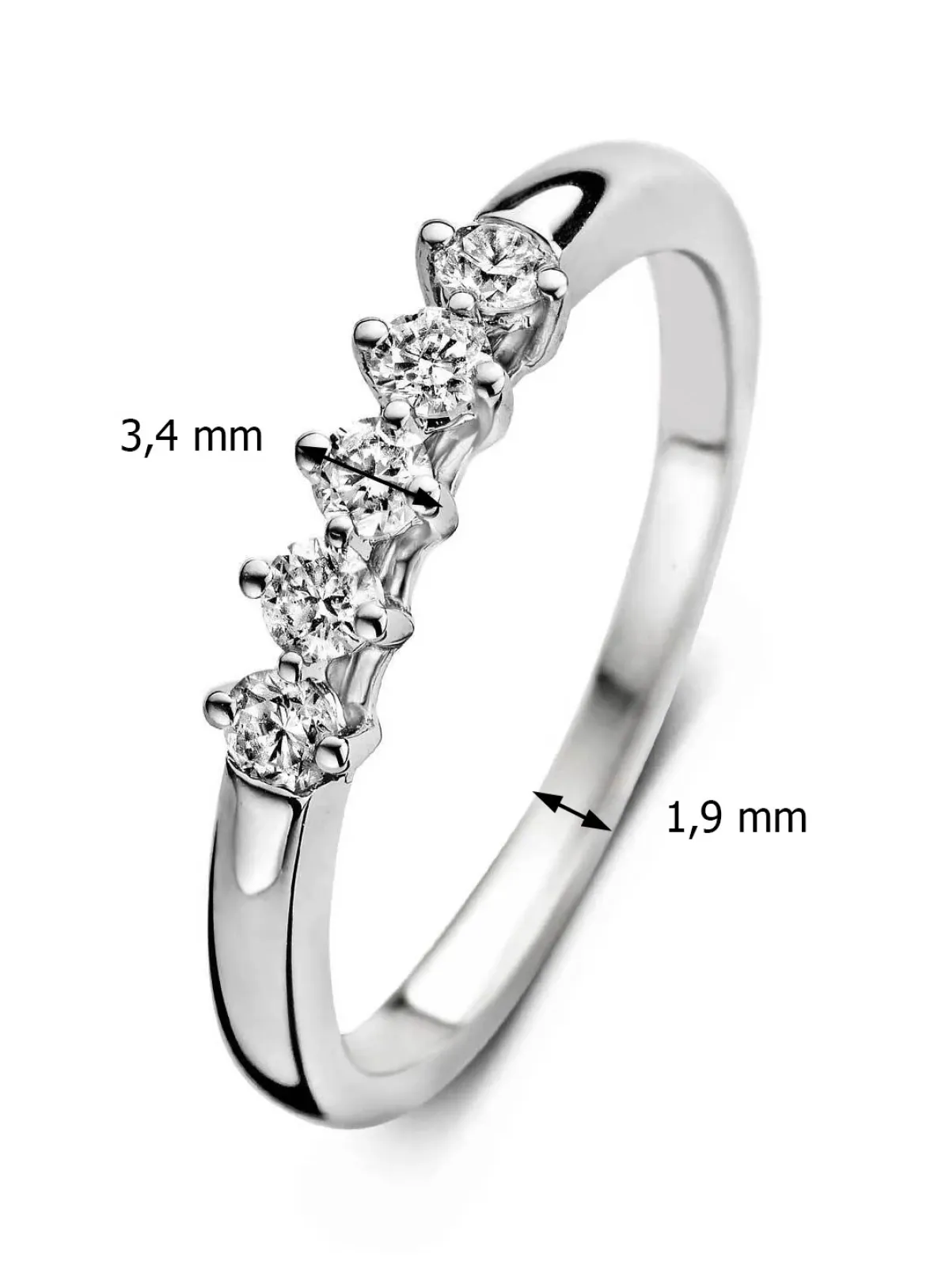 Diamond Point Witgouden Ringen|Diamanten Ringen<Witgouden ring, 0.25 ct diamant, Hearts & Arrows