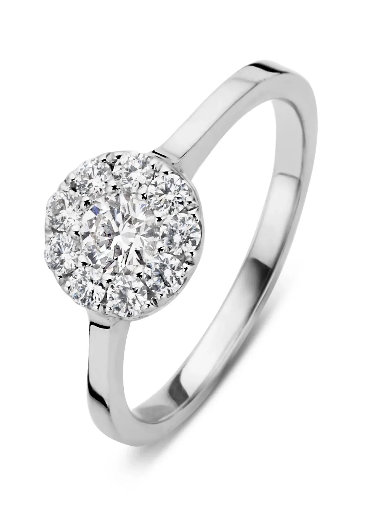 Diamond Point Witgouden Ringen|Diamanten Ringen<Witgouden ring, 0.42 ct diamant, Hearts & Arrows