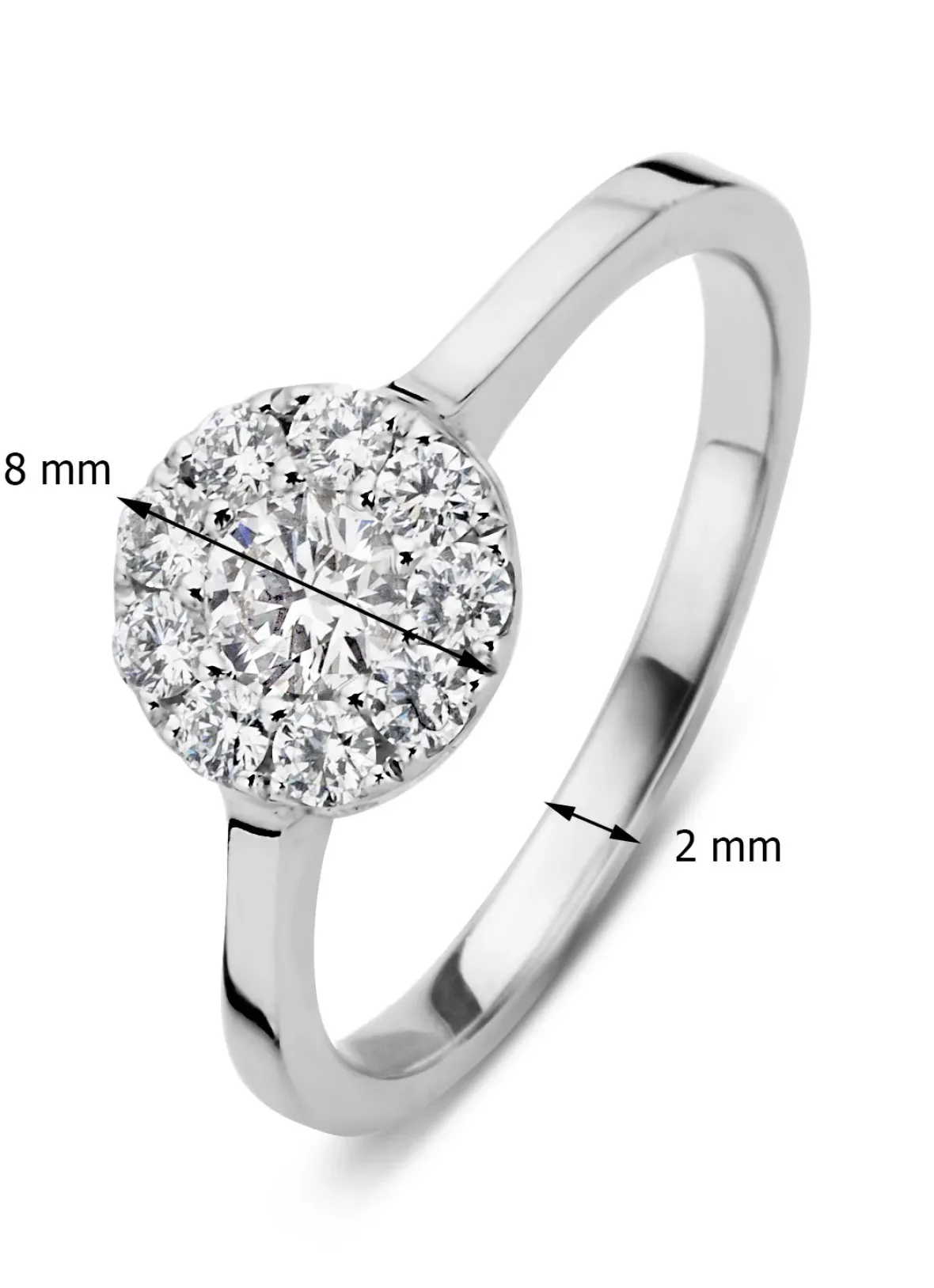 Diamond Point Witgouden Ringen|Diamanten Ringen<Witgouden ring, 0.42 ct diamant, Hearts & Arrows
