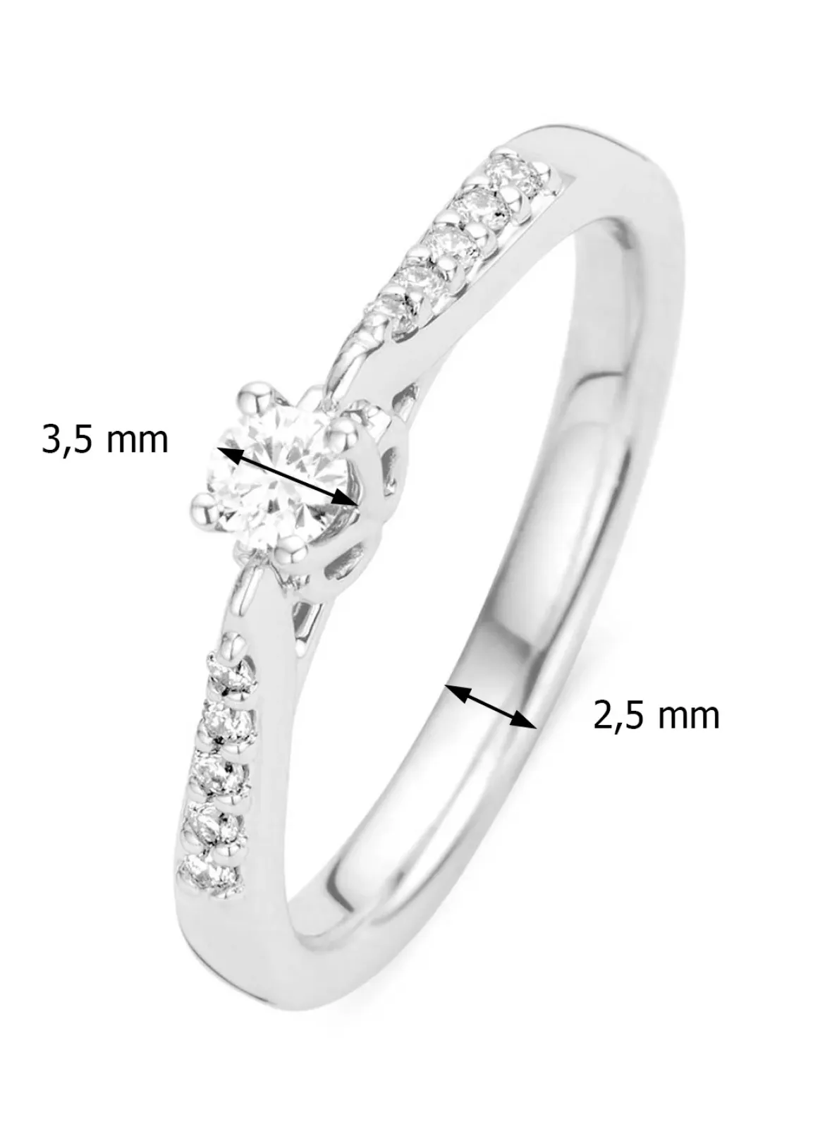 Diamond Point Witgouden Ringen|Diamanten Ringen<Witgouden ring, 0.18 ct diamant, Hearts & Arrows