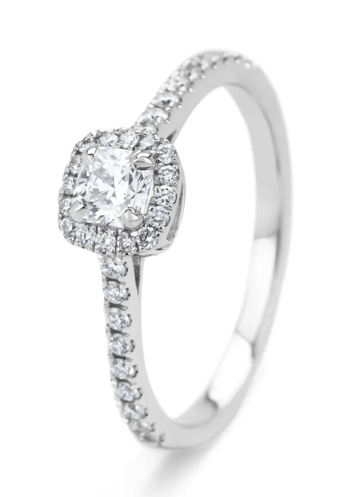 Diamond Point Witgouden Ringen|Diamanten Ringen<Witgouden ring, 0.51 ct diamant, Hearts & Arrows