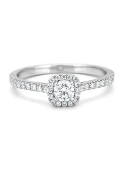 Diamond Point Witgouden Ringen|Diamanten Ringen<Witgouden ring, 0.51 ct diamant, Hearts & Arrows