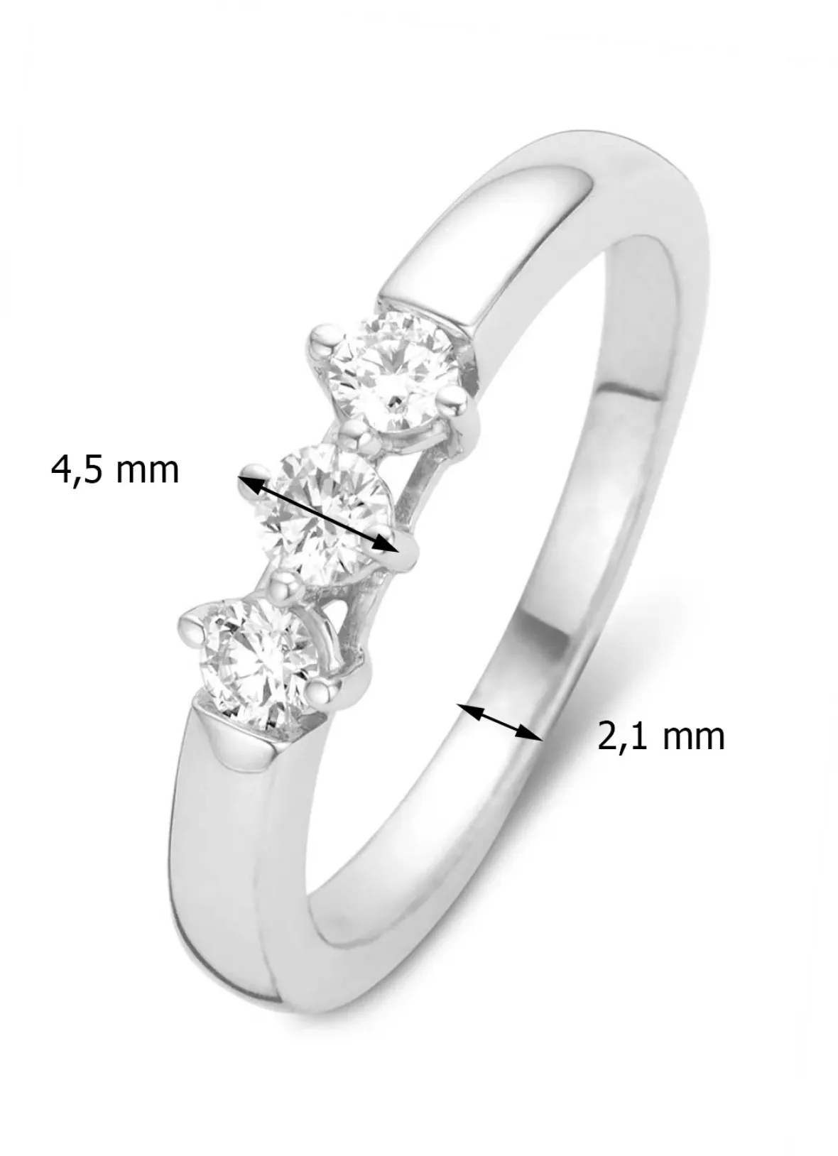 Diamond Point Witgouden Ringen|Diamanten Ringen<Witgouden ring, 0.30 ct diamant, Hearts & Arrows