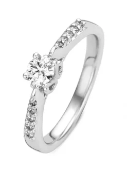 Diamond Point Witgouden Ringen|Diamanten Ringen<Witgouden ring, 0.35 ct diamant, Hearts & Arrows