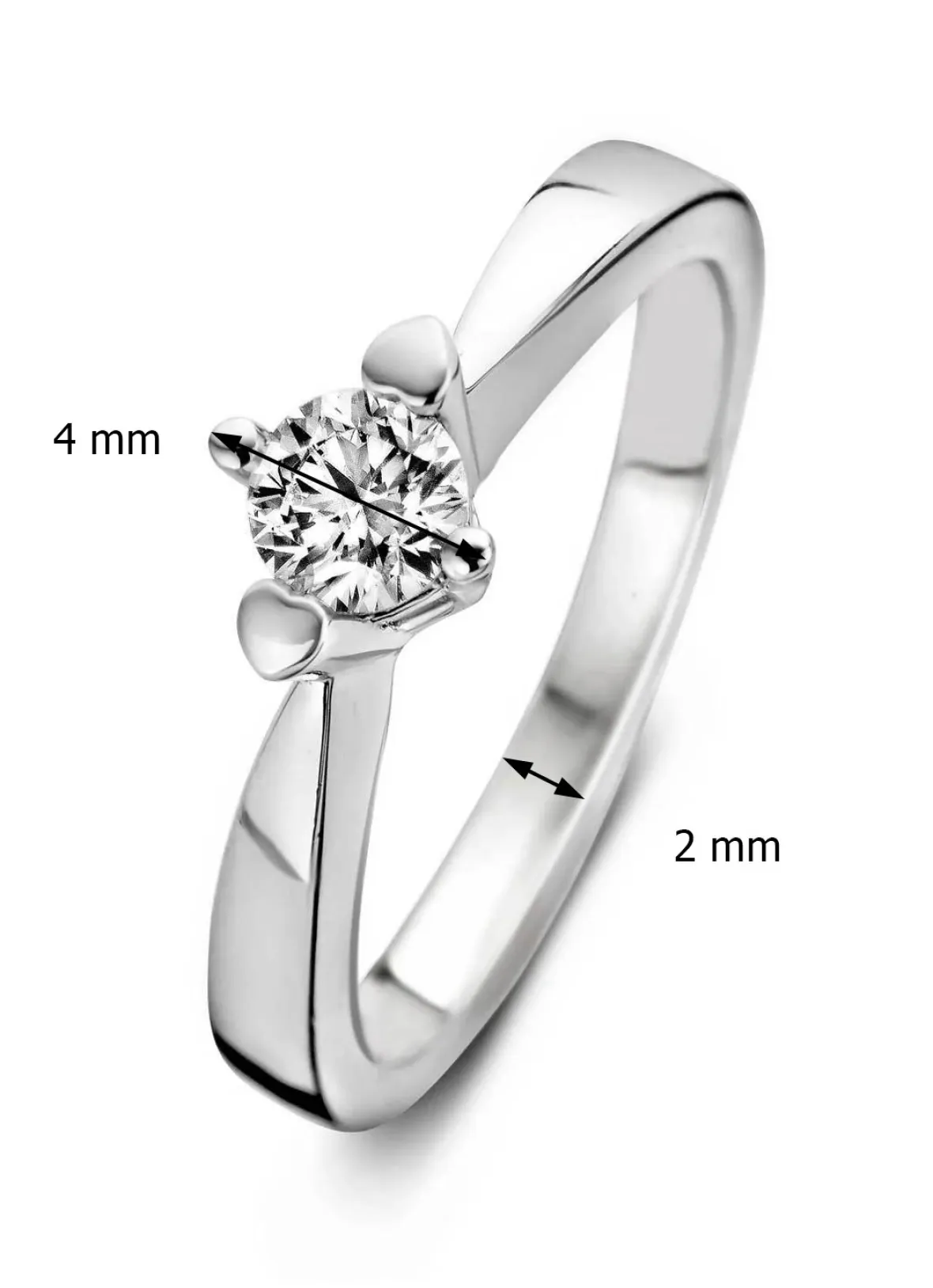 Diamond Point Witgouden Ringen|Diamanten Ringen<Witgouden ring, 0.09 ct diamant, Hearts & Arrows