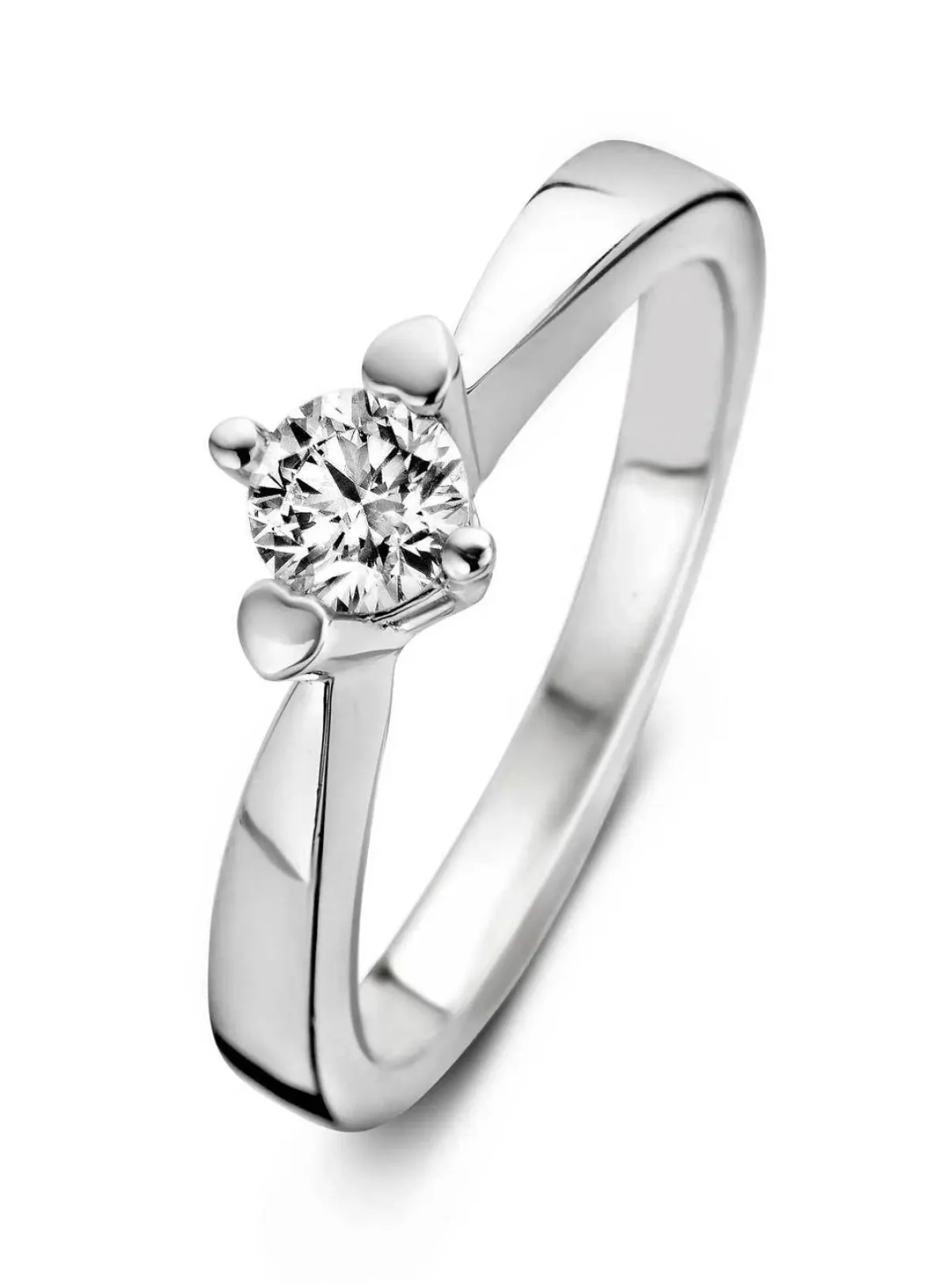 Diamond Point Witgouden Ringen|Diamanten Ringen<Witgouden ring, 0.16 ct diamant, Hearts & Arrows