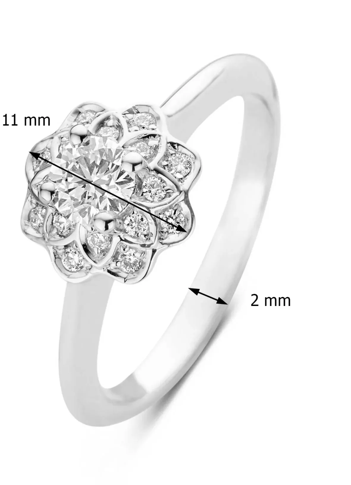 Diamond Point Witgouden Ringen|Diamanten Ringen<Witgouden ring, 0.75 ct diamant, Hearts & Arrows
