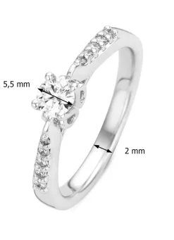 Diamond Point Witgouden Ringen|Diamanten Ringen<Witgouden ring, 0.73 ct diamant, Hearts & Arrows