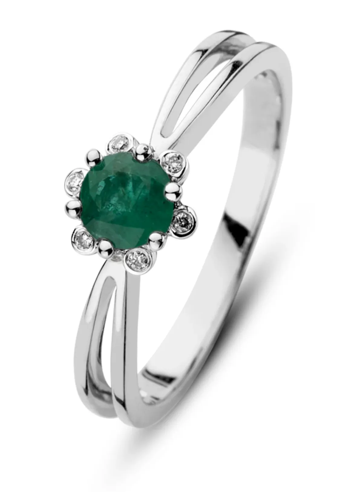 Diamond Point Witgouden Ringen|Ringen Met Kleurstenen<Witgouden ring, 0.38 ct smaragd, Empress