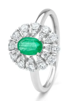 Diamond Point Witgouden Ringen|Ringen Met Kleurstenen<Witgouden ring, 0.48 ct smaragd, Majestic