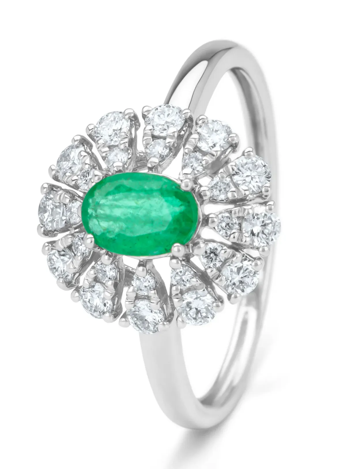 Diamond Point Witgouden Ringen|Ringen Met Kleurstenen<Witgouden ring, 0.48 ct smaragd, Majestic