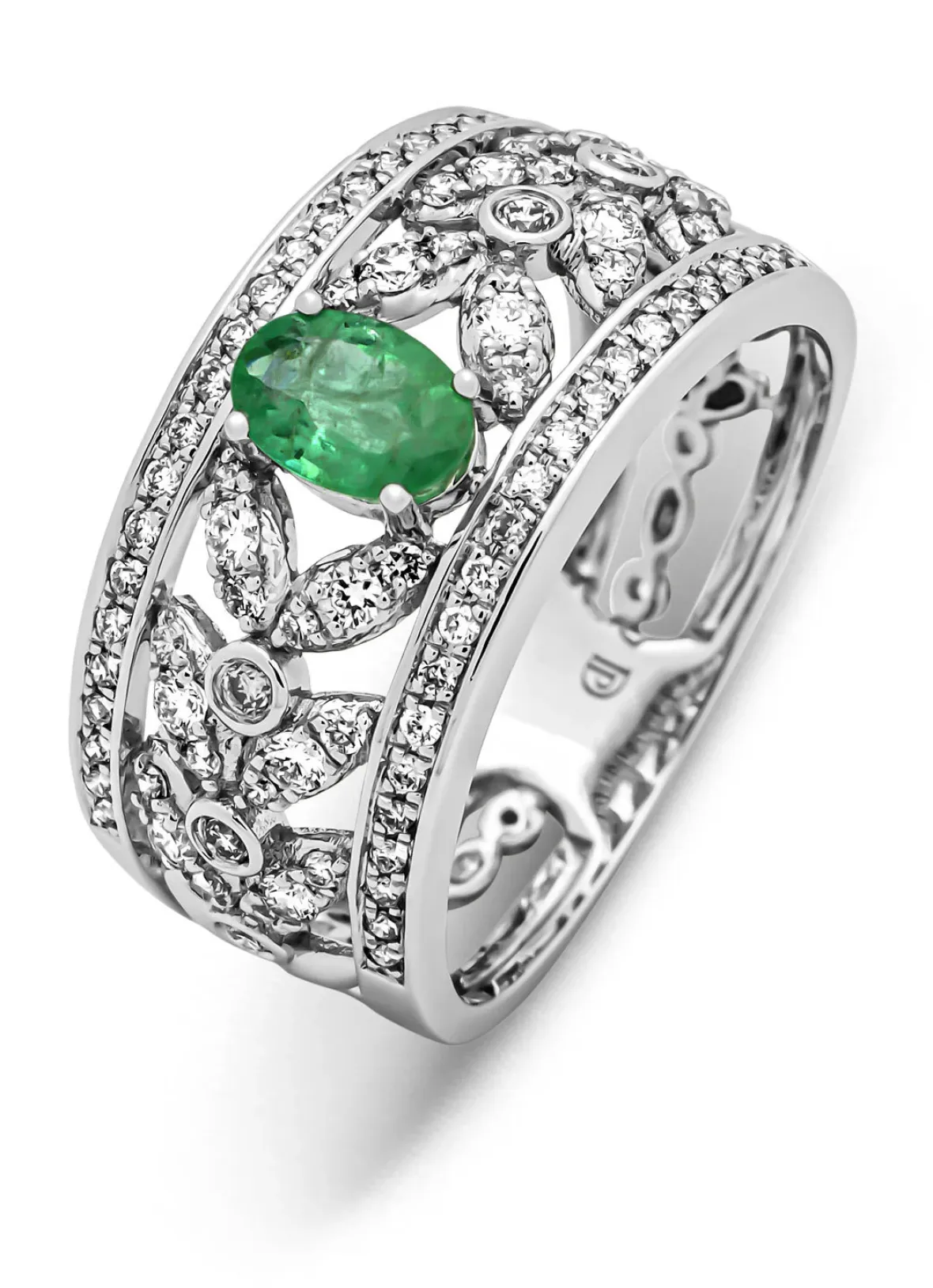 Diamond Point Witgouden Ringen|Ringen Met Kleurstenen<Witgouden ring, 0.41 ct smaragd, Majestic