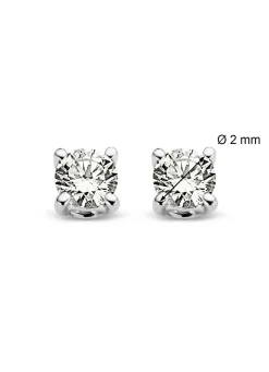 Diamond Point Solitair C|Solitair Classic<Witgouden solitair oorstekers, 0.06 ct diamant, Groeibriljant