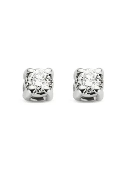 Diamond Point Solitair C|Solitair Classic<Witgouden solitair oorstekers, 0.04 ct diamant, Groeibriljant