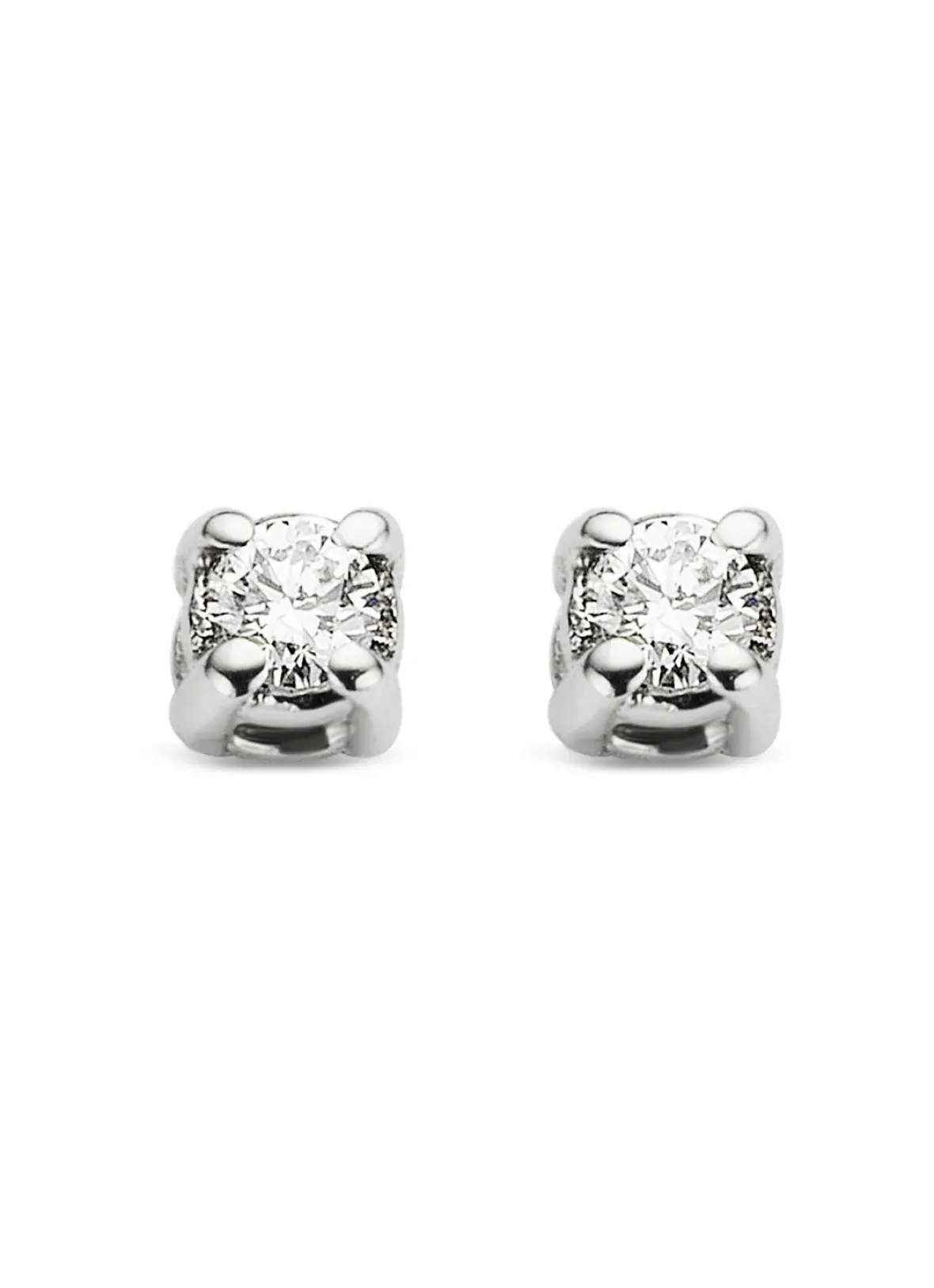 Diamond Point Solitair C|Solitair Classic<Witgouden solitair oorstekers, 0.04 ct diamant, Groeibriljant