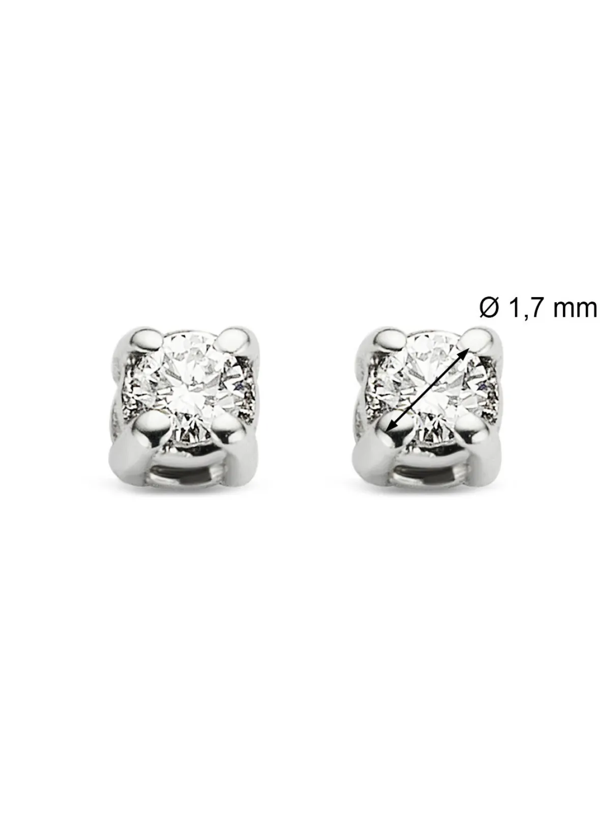 Diamond Point Solitair C|Solitair Classic<Witgouden solitair oorstekers, 0.04 ct diamant, Groeibriljant