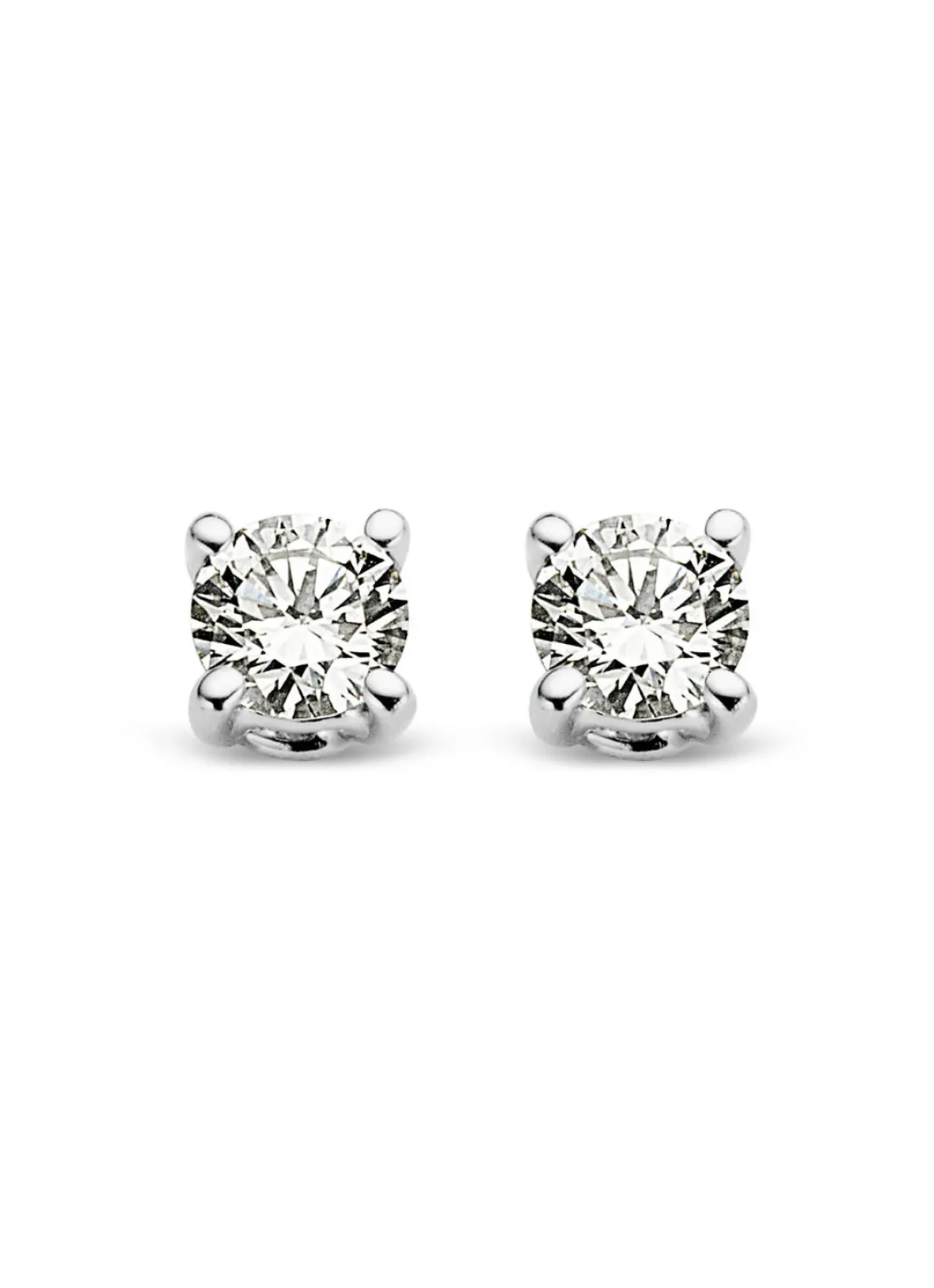 Diamond Point Solitair C|Solitair Classic<Witgouden solitair oorstekers, 0.08 ct diamant, Groeibriljant
