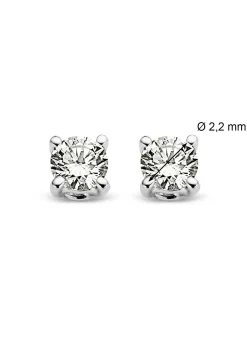 Diamond Point Solitair C|Solitair Classic<Witgouden solitair oorstekers, 0.08 ct diamant, Groeibriljant
