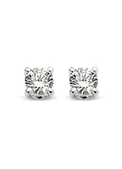 Diamond Point Solitair C|Solitair Classic<Witgouden solitair oorstekers, 0.10 ct diamant, Groeibriljant