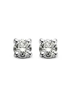 Diamond Point Solitair C|Solitair Classic<Witgouden solitair oorstekers, 0.12 ct diamant, Groeibriljant
