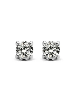 Diamond Point Solitair C|Solitair Classic<Witgouden solitair oorstekers, 0.14 ct diamant, Groeibriljant