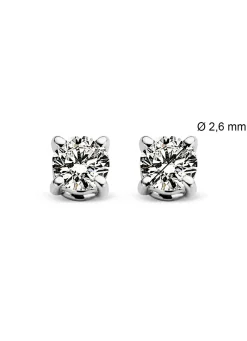 Diamond Point Solitair C|Solitair Classic<Witgouden solitair oorstekers, 0.14 ct diamant, Groeibriljant