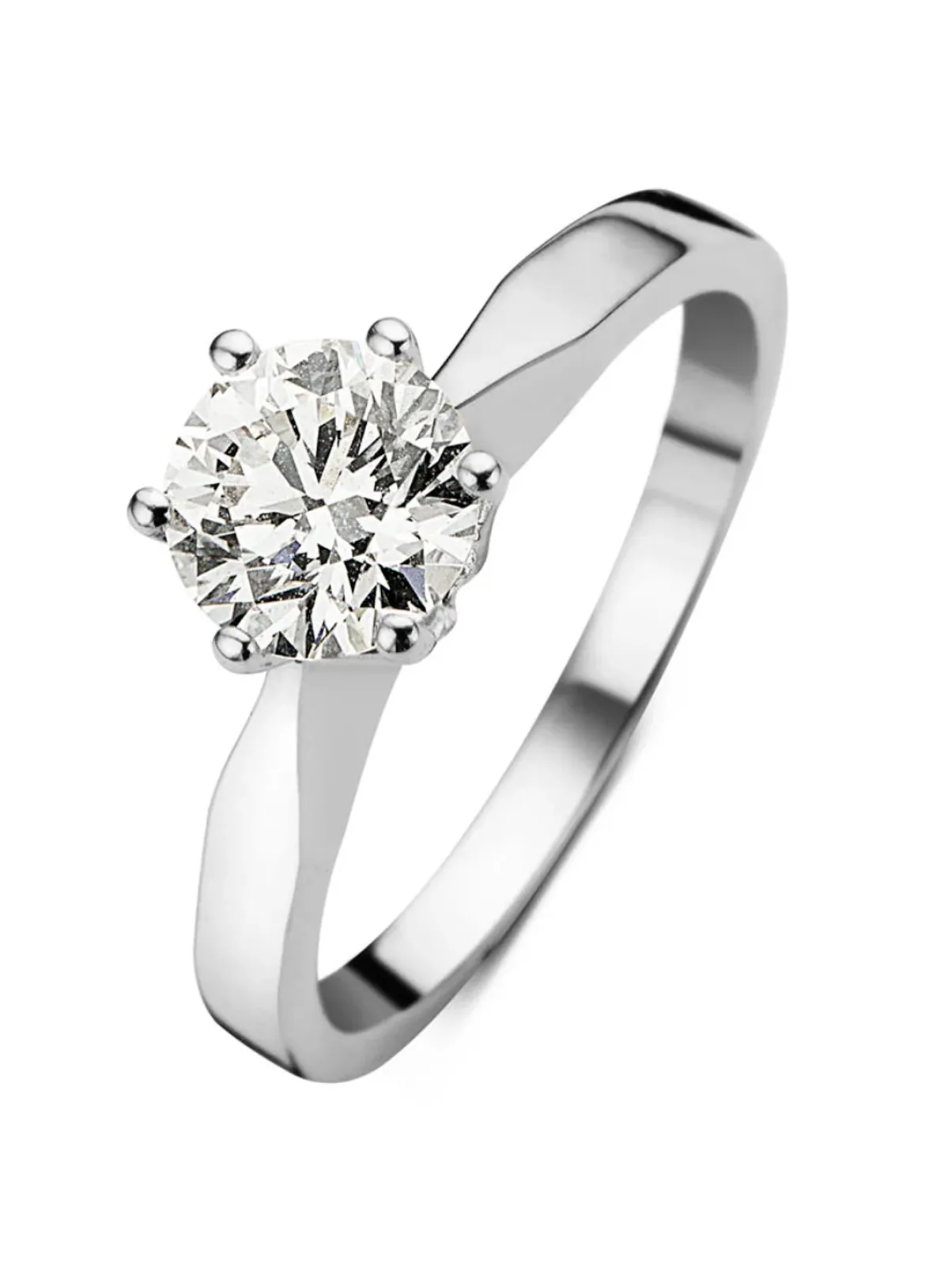 Diamond Point Groeibriljant Ringen|Solitair C<Witgouden solitairring, 0.75 ct diamant, Groeibriljant