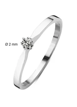 Diamond Point Solitair C|Solitair Classic<Witgouden solitairring, 0.03 ct diamant, Groeibriljant
