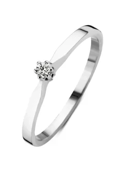 Diamond Point Solitair C|Solitair Classic<Witgouden solitairring, 0.04 ct diamant, Groeibriljant