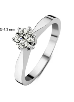 Diamond Point Solitair C|Solitair Classic<Witgouden solitairring, 0.32 ct diamant, Groeibriljant