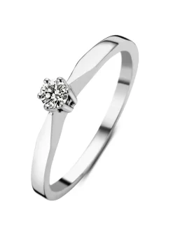 Diamond Point Solitair C|Solitair Classic<Witgouden solitairring, 0.08 ct diamant, Groeibriljant