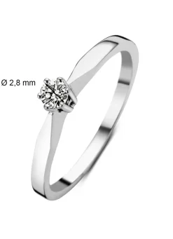 Diamond Point Solitair C|Solitair Classic<Witgouden solitairring, 0.08 ct diamant, Groeibriljant