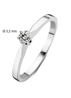 Diamond Point Solitair C|Solitair Classic<Witgouden solitairring, 0.12 ct diamant, Groeibriljant