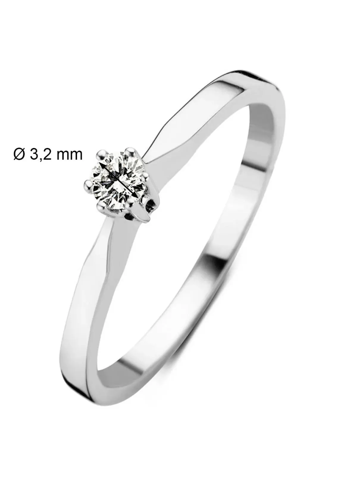Diamond Point Solitair C|Solitair Classic<Witgouden solitairring, 0.12 ct diamant, Groeibriljant