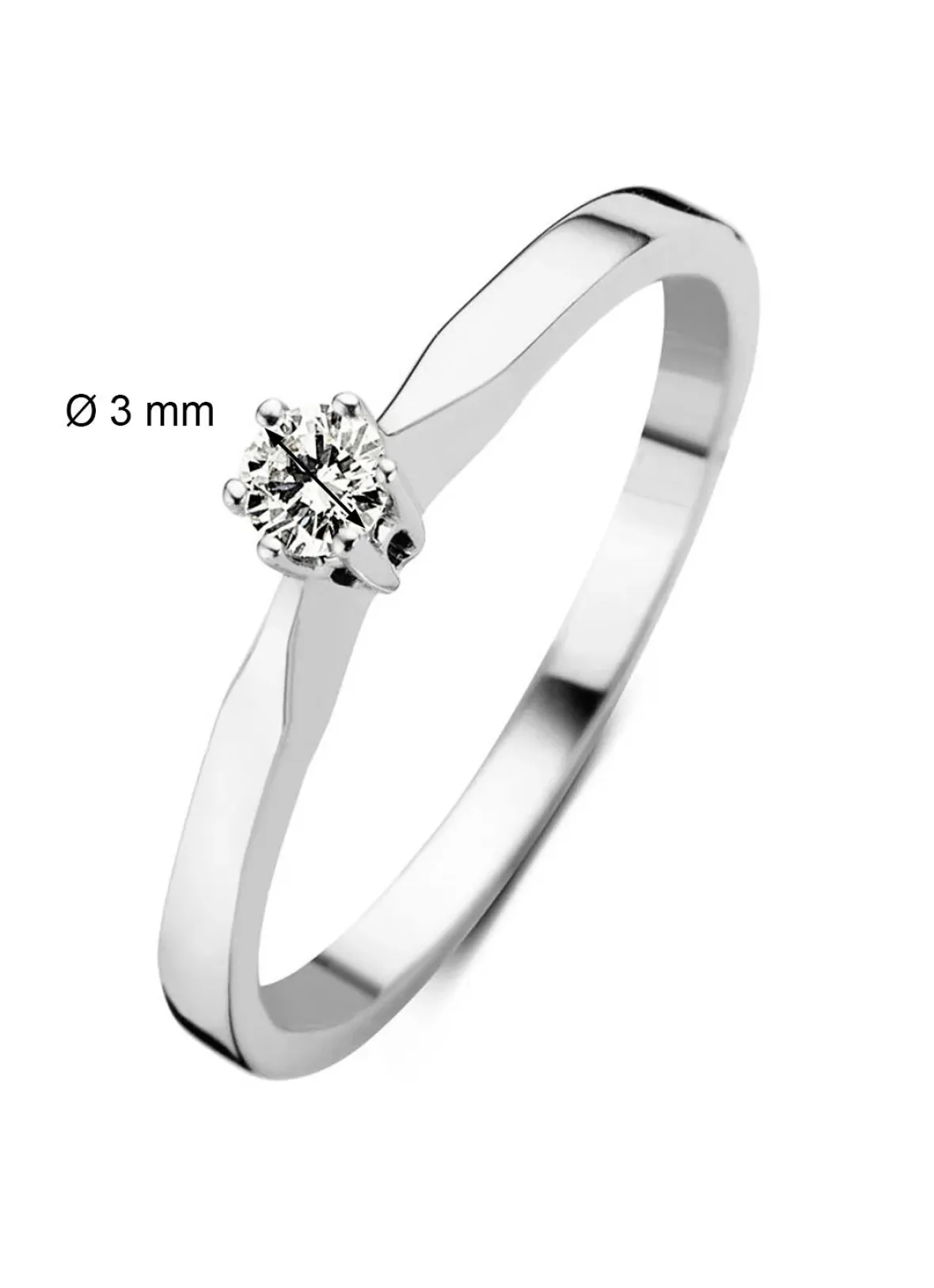 Diamond Point Solitair C|Solitair Classic<Witgouden solitairring, 0.11 ct diamant, Groeibriljant