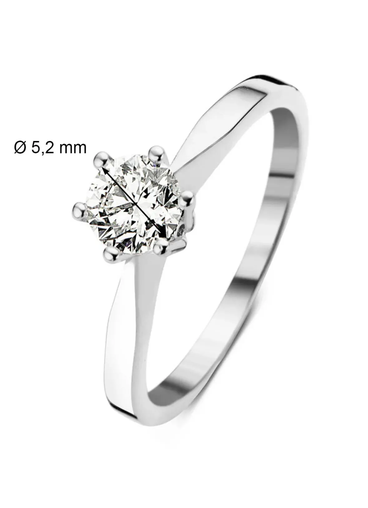 Diamond Point Solitair C|Solitair Classic<Witgouden solitairring, 0.56 ct diamant, Groeibriljant
