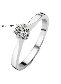 Diamond Point Solitair C|Solitair Classic<Witgouden solitairring, 0.19 ct diamant, Groeibriljant