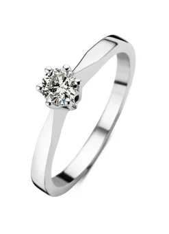 Diamond Point Solitair C|Solitair Classic<Witgouden solitairring, 0.21 ct diamant, Groeibriljant