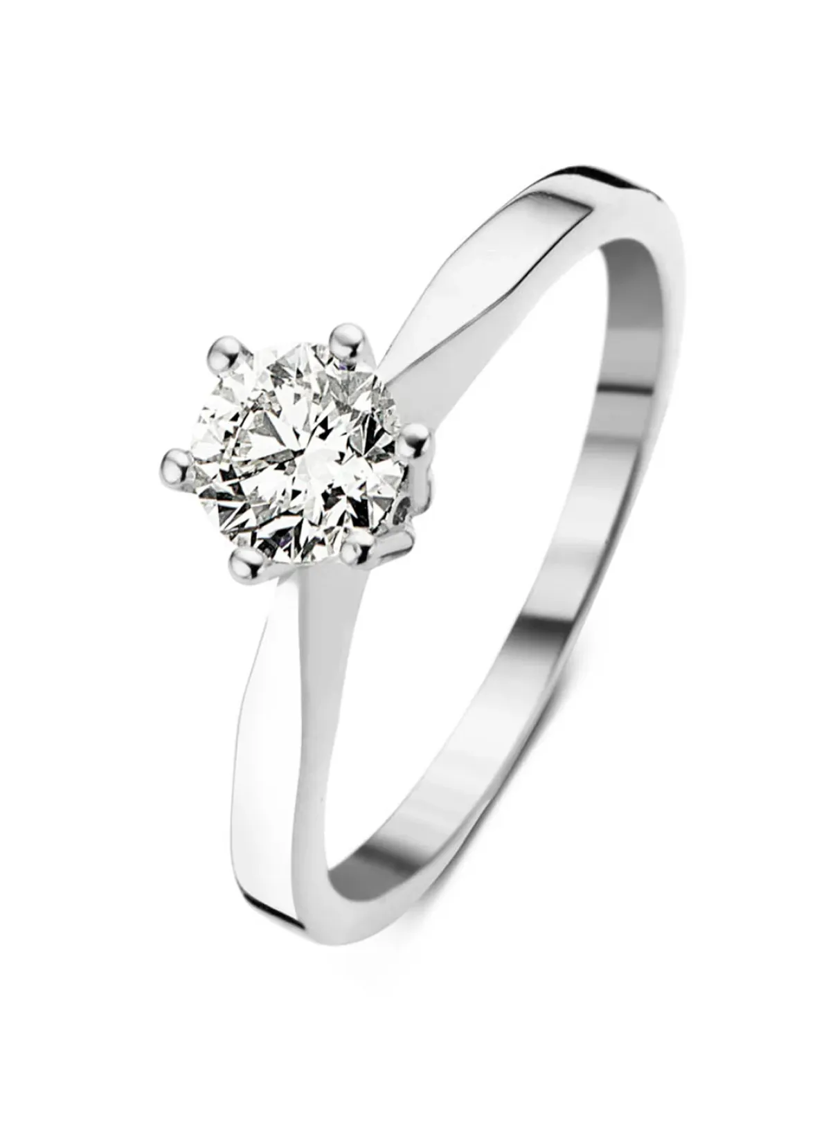 Diamond Point Solitair C|Solitair Classic<Witgouden solitairring, 0.60 ct diamant, Groeibriljant
