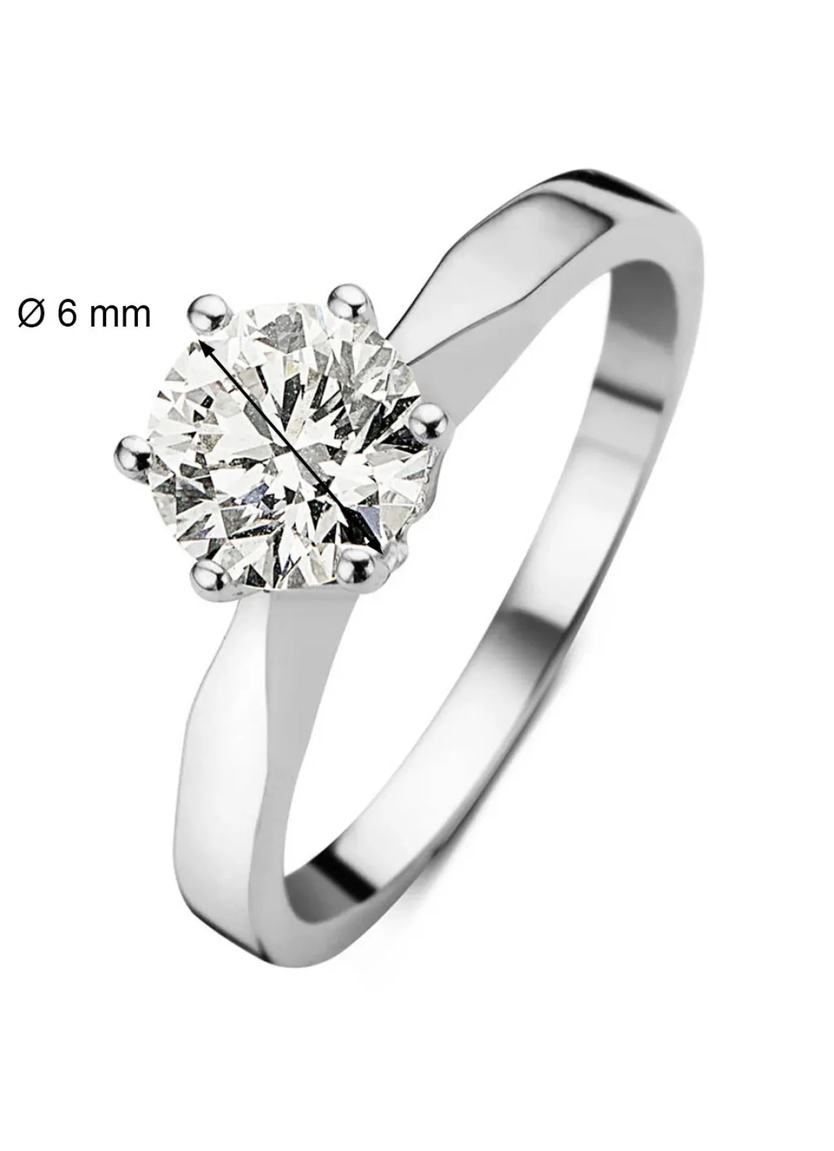 Diamond Point Solitair C|Solitair Classic<Witgouden solitairring, 0.81 ct diamant, Groeibriljant