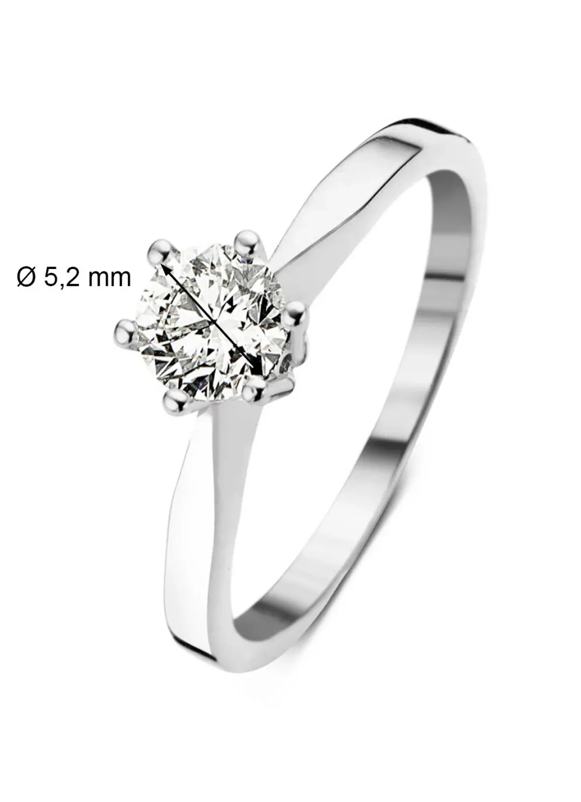 Diamond Point Solitair C|Solitair Classic<Witgouden solitairring, 0.63 ct diamant, Groeibriljant