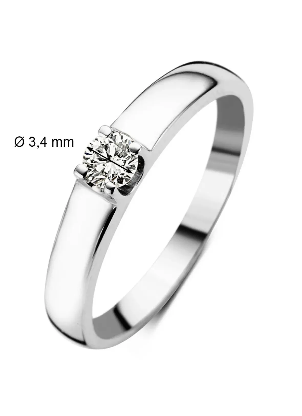 Diamond Point Solitair C|Groeibriljant Ringen<Witgouden solitairring, 0.14 ct diamant, Groeibriljant