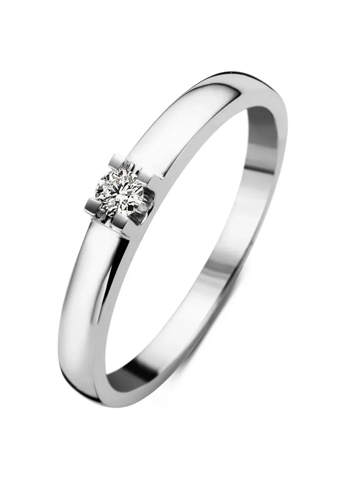 Diamond Point Solitair C|Groeibriljant Ringen<Witgouden solitairring, 0.11 ct diamant, Groeibriljant