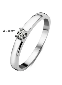 Diamond Point Solitair C|Groeibriljant Ringen<Witgouden solitairring, 0.08 ct diamant, Groeibriljant